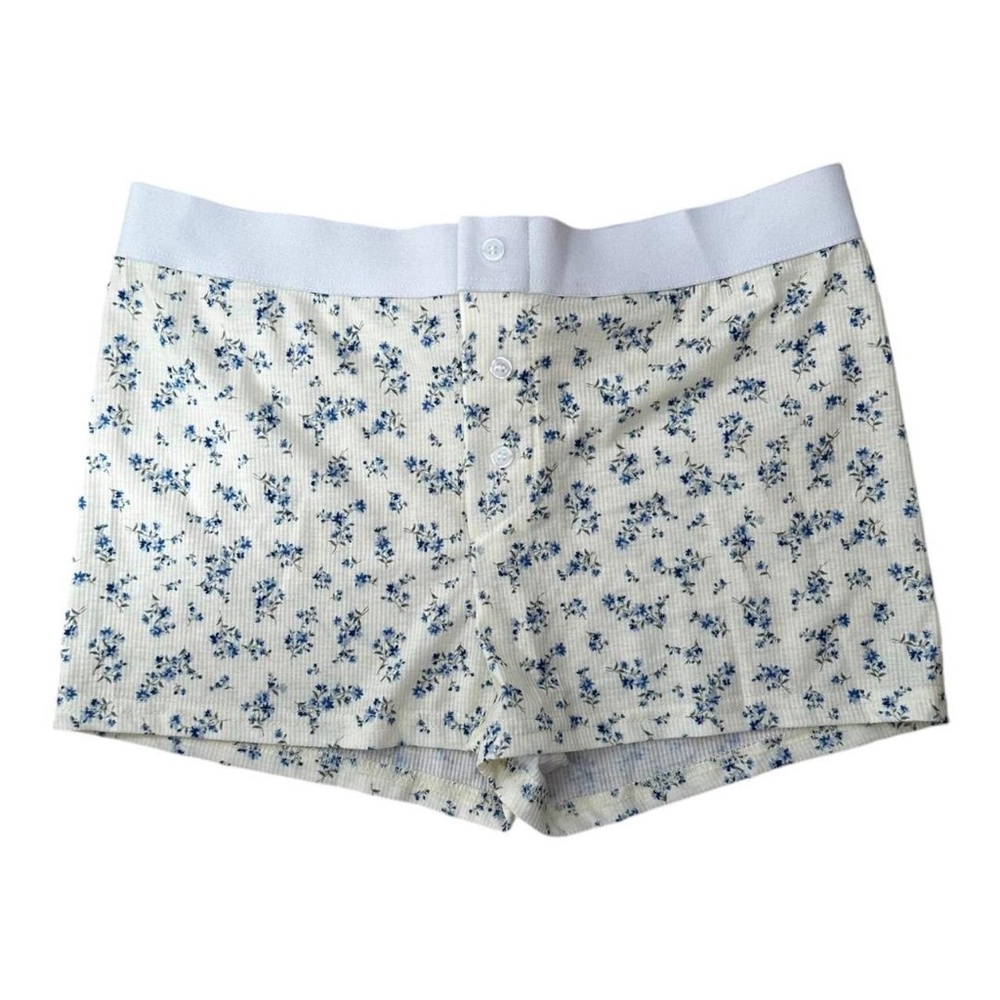 yellow and blue floral boxer shorts